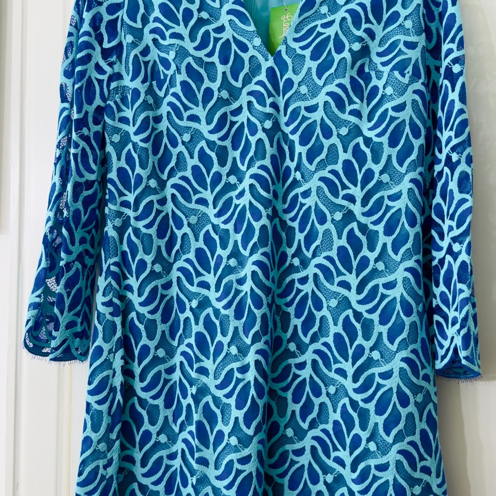 Lilly Pulitzer Blue & Aqua Lace Cover-Up Dress